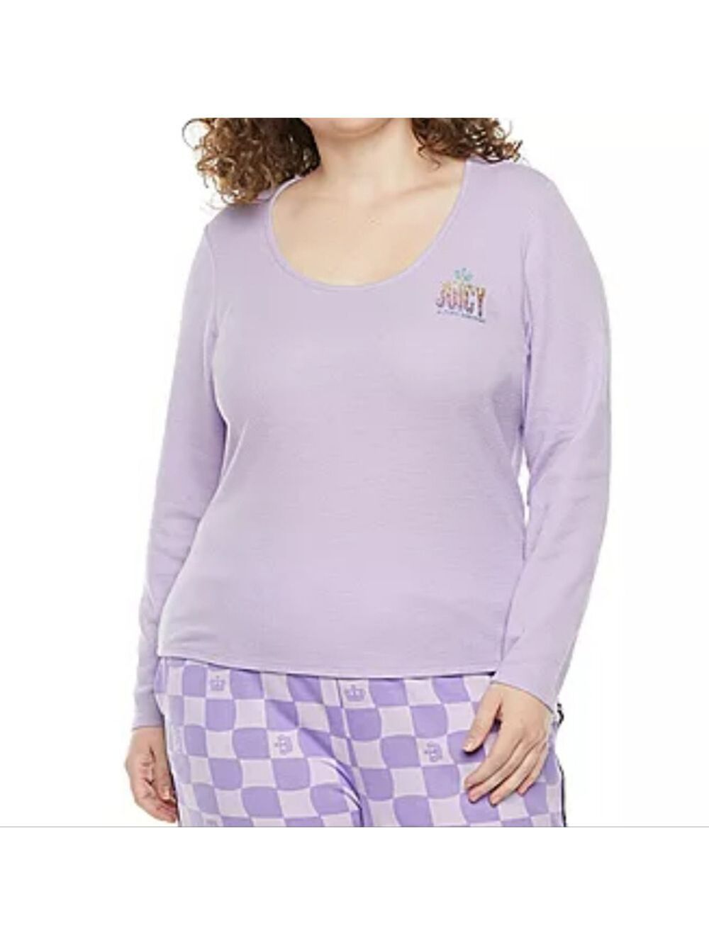 💜 JUICY BY JUICY COUTURE WOMEN'S PLUS SIZE BOAT NECK LONG SLEEVE T-SHIRT, 2X 3X